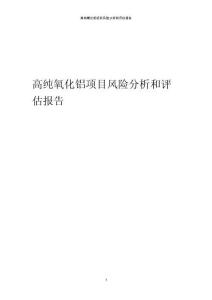 高純氧化鋁項(xiàng)目風(fēng)險(xiǎn)分析和評估報(bào)告