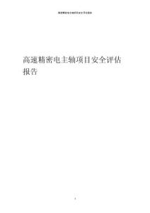 高速精密電主軸項目安全評估報告