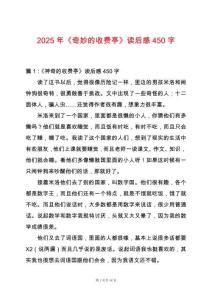 2025年《奇妙的收費(fèi)亭》讀后感450字