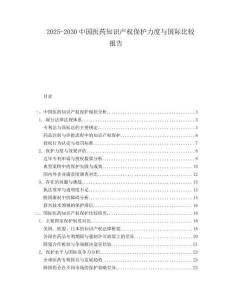 2025-2030中國醫藥知識產權保護力度與國際比較報告