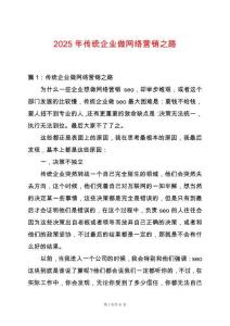 2025年傳統(tǒng)企業(yè)做網(wǎng)絡(luò)營銷之路