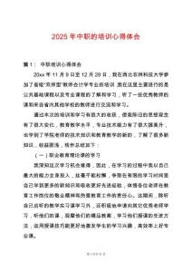 2025年中職的培訓心得體會