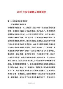 2025年促銷薪酬及管理制度
