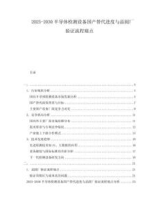 2025-2030半導體檢測設備國產替代進度與晶圓廠驗證流程痛點