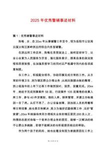 2025年優秀警輔事跡材料