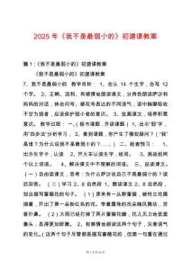 2025年《我不是最弱小的》初建課教案