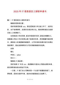 2025年IT信息部員工辭職申請書