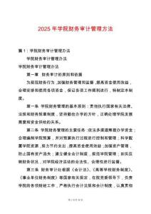 2025年學(xué)院財(cái)務(wù)審計(jì)管理方法