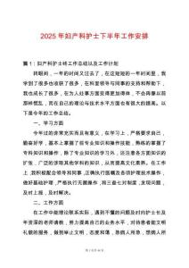 2025年婦產(chǎn)科護(hù)士下半年工作安排