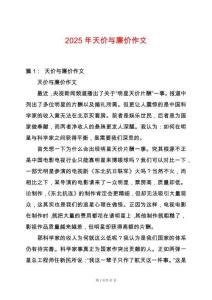 2025年天價與廉價作文