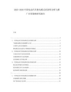 2025-2030中國電動汽車換電模式經濟性分析與推廣應用策略研究報告