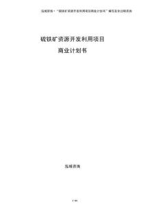 硫鐵礦資源開發利用項目商業計劃書