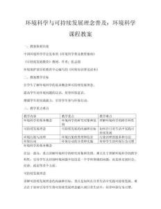 環境科學與可持續發展理念普及：環境科學課程教案