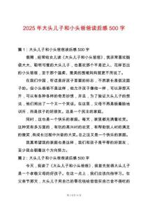 2025年大頭兒子和小頭爸爸讀后感500字