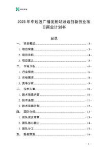 2025年中短波廣播發(fā)射站改造創(chuàng)新創(chuàng)業(yè)項(xiàng)目商業(yè)計(jì)劃書
