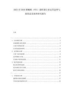 2025至2030聚醚砜（PES）透析器行業運營態勢與投資前景調查研究報告