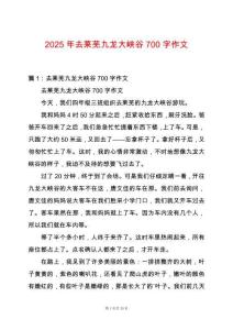 2025年去萊蕪九龍大峽谷700字作文