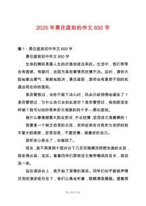 2025年勇往直前的作文650字