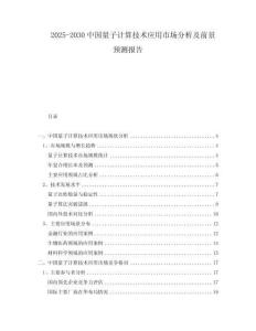 2025-2030中國量子計算技術應用市場分析及前景預測報告