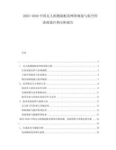 2025-2030中國無人機物流配送網絡規劃與低空經濟政策紅利分析報告