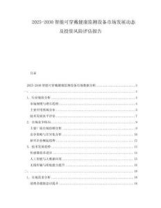 2025-2030智能可穿戴健康監測設備市場發展動態及投資風險評估報告