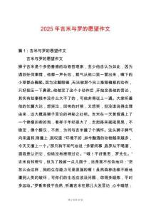 2025年吉米與羅的愿望作文