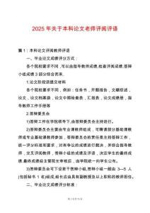 2025年關于本科論文老師評閱評語