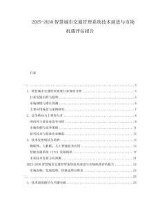2025-2030智慧城市交通管理系統(tǒng)技術(shù)演進(jìn)與市場(chǎng)機(jī)遇評(píng)估報(bào)告