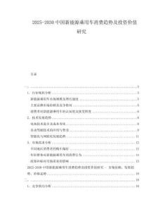 2025-2030中國新能源乘用車消費(fèi)趨勢及投資價(jià)值研究