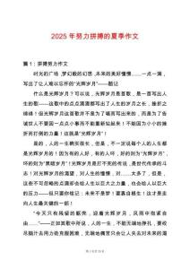 2025年努力拼搏的夏季作文