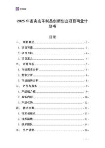 2025年畜禽皮革制品創新創業項目商業計劃書