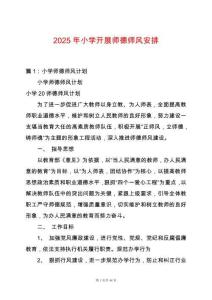 2025年小學開展師德師風安排