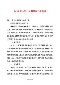 2025年小學上學期平安工作安排
