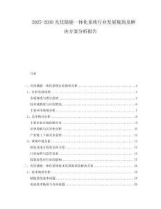 2025-2030光伏儲能一體化系統行業發展瓶頸及解決方案分析報告