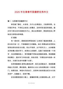 2025年在青春懷里撒野優秀作文