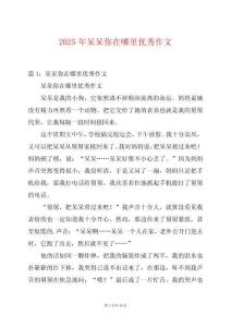 2025年呆呆你在哪里優(yōu)秀作文