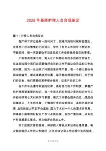 2025年基層護理人員自我鑒定