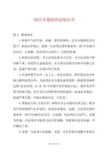 2025年婚前協(xié)議保證書