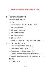 2025年小升初英語綜合測試練習題