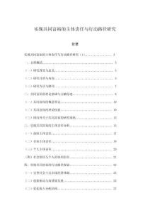 實現共同富裕的主體責任與行動路徑研究