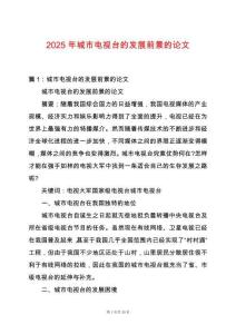 2025年城市電視臺的發展前景的論文