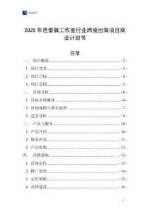 2025年芭蕾舞工作室行業跨境出海項目商業計劃書
