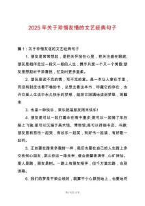 2025年關(guān)于珍惜友情的文藝經(jīng)典句子