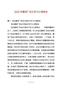 2025年器材廠會計實習心得體會