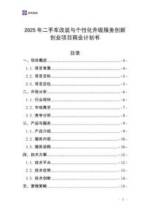 2025年二手車改裝與個(gè)性化升級(jí)服務(wù)創(chuàng)新創(chuàng)業(yè)項(xiàng)目商業(yè)計(jì)劃書