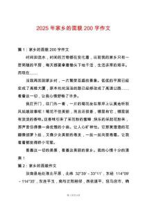 2025年家鄉的面貌200字作文
