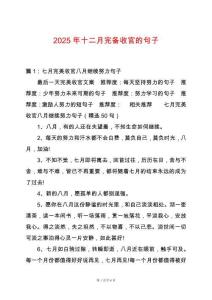 2025年十二月完備收官的句子