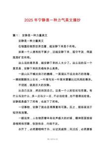 2025年寧靜是一種力氣美文摘抄