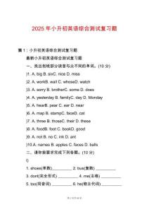 2025年小升初英語綜合測試復習題