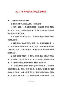 2025年商場突然停電應急預案